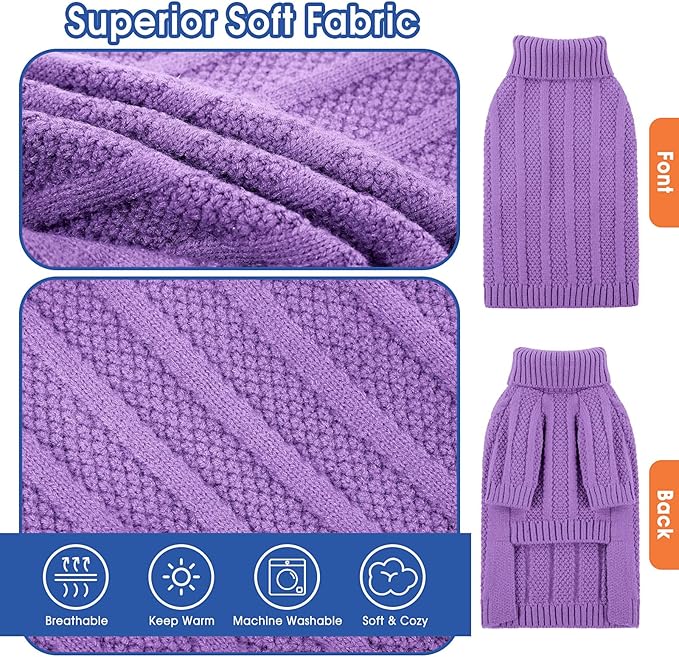 Queenmore XXL Dog Sweater,Large Dog Sweaters for Dogs Girls Boys,Xmas Turtleneck Pullover Pet Sweaters for Large Dogs,Cold Weather Doggie Sweatshirt Knitwear for Golden Retriever,Labrador(Purple,XXL)