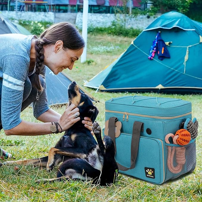 Dog Travel Bag for Traveling| Week Away/Overnight Dog Travel Accessories with Multi-Function Pockets|Pet Travel Set for Dog and Cat|Ideal Dog Diaper Bag and Dog Travel Kit(Sea Blue)