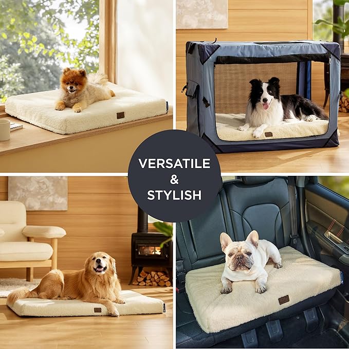 Bedsure Self Warming Dog Bed for Medium Dogs - Comfy Puppy Beds with Removable Washable Cover, Orthopedic Egg Crate Foam Pet Mat, Suitable for Pet Up to 30 lbs