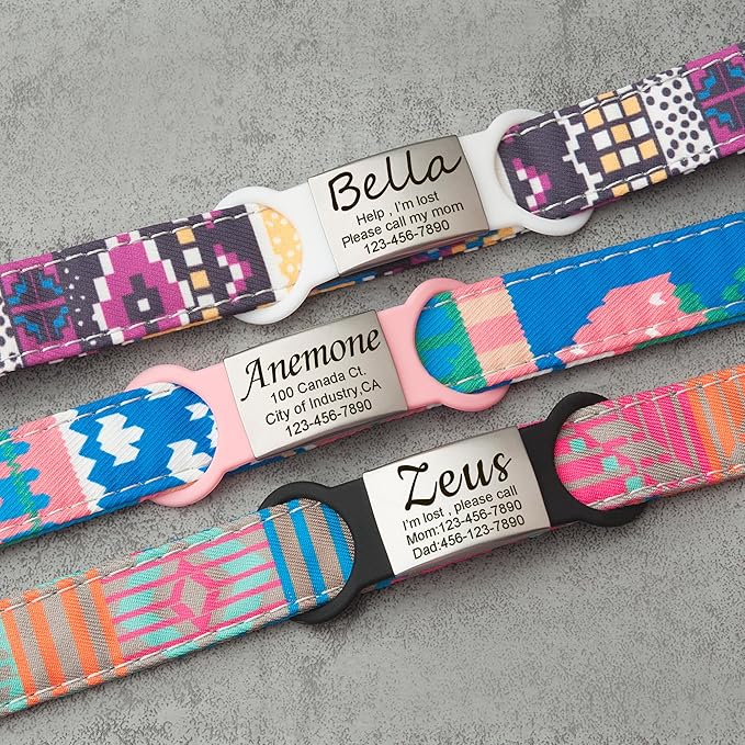 Anavia Slide On Silent Pet ID Tags, S/M/L/XL Personalized Multi-Color Silicone Band Cat Dog Name Tags, Customized Engraved Stainless Steel, Chew-Proof Quiet Dog Collar Tags (X-Large, White)