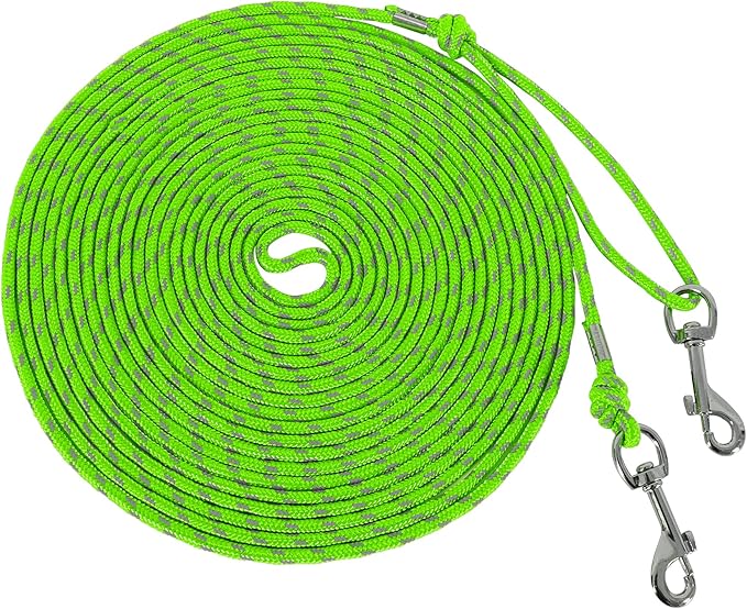 Reflective Cat Leash -50FT Cat Cable Out Escape Proof Walking Leads Yard Long Durable Safe Leash Traning Play Outdoor for Puppies/Kittens/Small Animals(Green)
