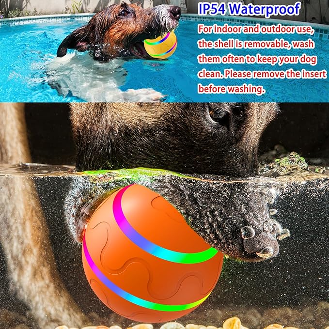 Shaky Ball Toy for Dogs, Large Pet Bounce, Jumping Ball Dog Toy, Automatic Activation Sports Rolling, 2025 New Big Pet Moving Balls (Orange, Remote Control)
