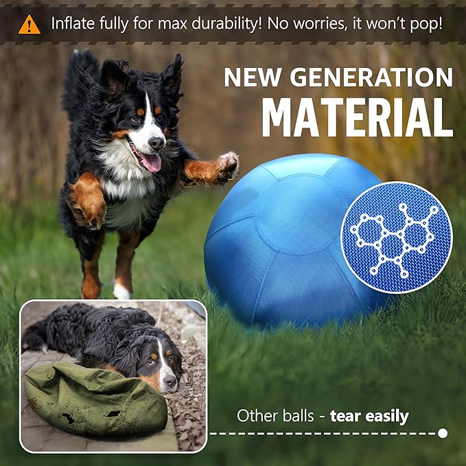 Herding Ball for Dogs Horses 25" - Large Ball for Dogs Australian Shepherd Chewers - Collieball Herding Toy - Blue