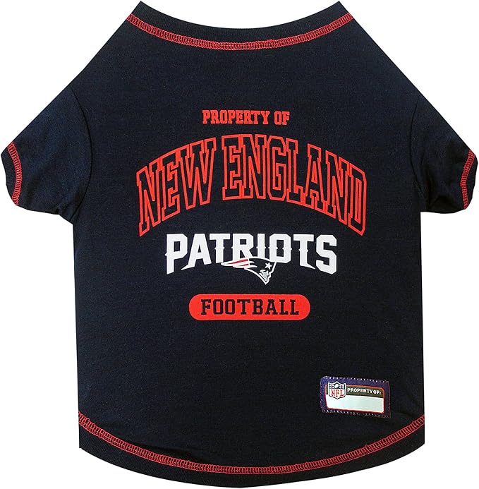 NFL New England Patriots Dog T-shirt X-Small. - Licensed Shirt for Pets Team Colored with Team Logos- Premium Stretchable Materials for the comfort of your Dog & Cat