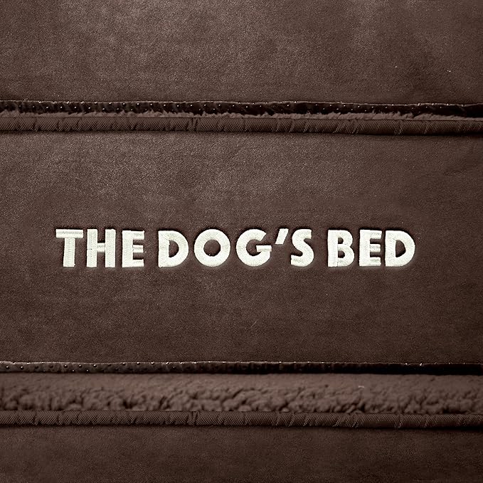 The Dog’s Bed Orthopedic Headrest Dog Bed XXL Brown Plush, Memory Foam, Pain Relief for Arthritis, Hip & Elbow Dysplasia, Post Surgery, Lameness, Waterproof Washable Cover