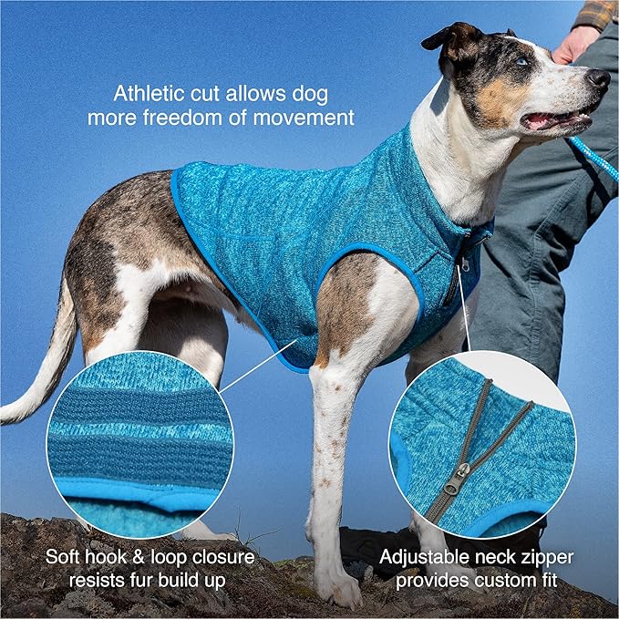 Kurgo Core Dog Sweater with Fleece Lining - Cold Weather Pet Jacket, Zipper Opening, Adjustable Neck - Heather Black, Large