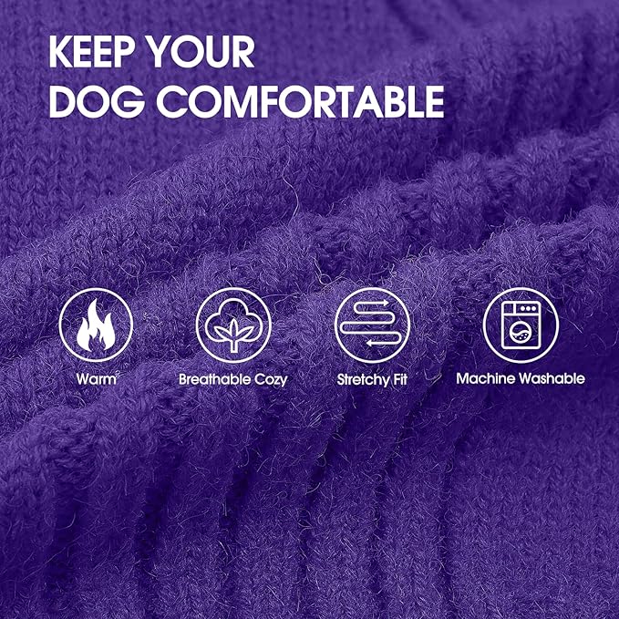IECOii XXXL Dog Sweater,Warm Dog Sweaters for Extra Large Dogs Girl Boy,Stretchy & Cozy,Turtleneck Knitted Pullover for Pet Wear On Holiday,Easy On Doggy Sweatshirt for Labrador (Purple,XXXL)