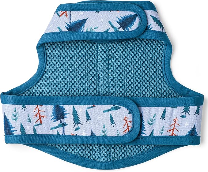 Mile High Life Dog Harness, Air Mesh Floral Vest Harness for 20 lbs Small Dogs & Cats, Easy Get on Adjustable Easy Closures Both Neck and Chest(Gray Tree, XS Chest 14"-16")
