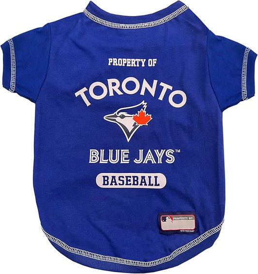 MLB Toronto Blue Jays Dog T-Shirt, Large. - Licensed Shirt for Pets Team Colored with Team Logos. - Premium Stretchable Materials for The Comfort of Your Dog & cat.