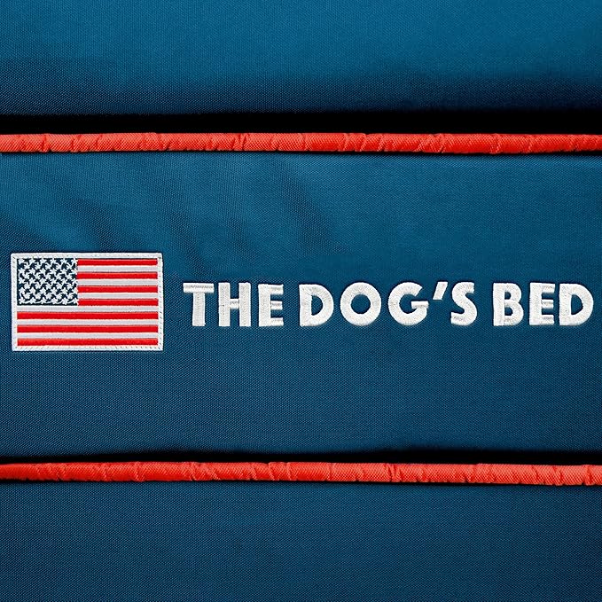 The Dog’s Bed Orthopedic Headrest Dog Bed Large Blue Oxford with Red Trim US Flag Dog Bed, Memory Foam, Hip & Elbow Dysplasia, Lameness, Waterproof Washable Cover